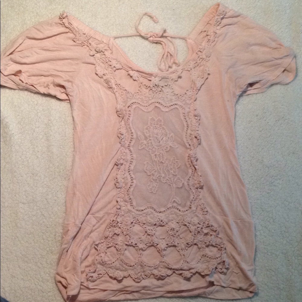 Pretty Pink Laced Front Shirt